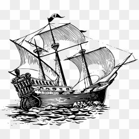 Pirate Ship Line Art, HD Png Download - ship clipart png