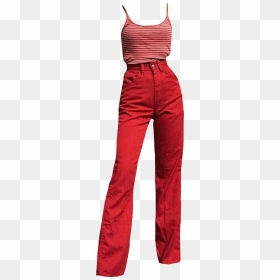 #pants #jeans #trousers #red #top #stripes #outfit - Aesthetic Outfit Red, HD Png Download - jeans pant png