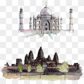 Drawing Of Sights Of India Png Image - Angkor Wat Stickers, Transparent Png - india png images