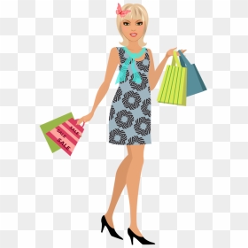 Shopping Clipart Images - Shopping Cartoon Woman, HD Png Download - ladies dress png