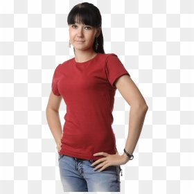 Woman With Red Shirt Png, Transparent Png - ladies dress png