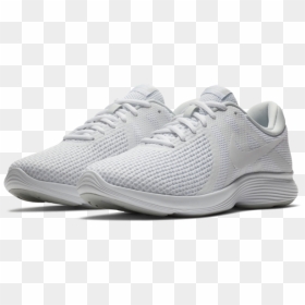 Nike Revolution 4 White School Shoes With Laces Buy - Piece, HD Png Download - school shoes png