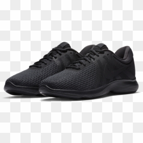 Nike Revolution 4 Black School Shoes With Laces Buy - Nike Mens Revolution 4 Running Shoe, HD Png Download - school shoes png
