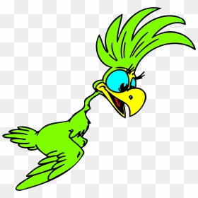 Green Cartoon Parrot Clip Arts - Bird Cartoon Flying Drawing, HD Png Download - parrot png images