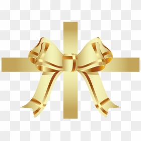 Transparent Gold Ribbon Clipart - Gold Ribbon With Bow No Background, HD Png Download - gold bow png