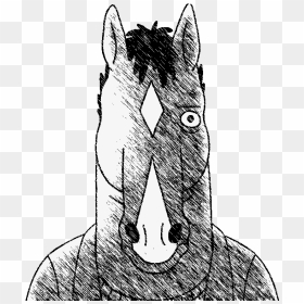 Horse Line Art Head Drawing Snout Mane - Sketch, HD Png Download - bojack horseman png
