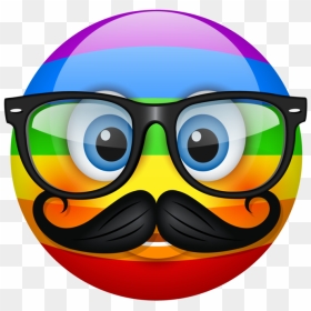 Hipster Emoticon , Png Download - Emoji Rainbow Smiley Face, Transparent Png - rainbow emoji png