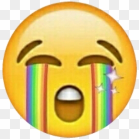 #cry #rainbow #emoji #iphoneemoji #rainbowcry #rainbowtears - Emojis Fake, HD Png Download - rainbow emoji png