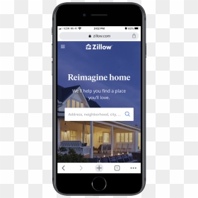 Zillow Homepage On Mobile - Iphone, HD Png Download - clickbait arrow png