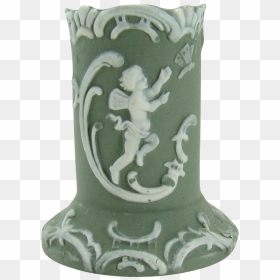 Green Jasperware Toothpick Holder With Angel Chasing - Figurine, HD Png Download - toothpick png
