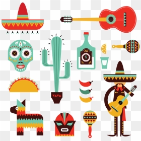 630 Decorative Mexican Icons Oldcuts - Mexico Illustration, HD Png Download - sombrero mexicano png