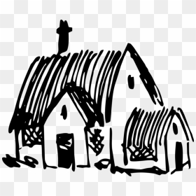 House, Thatch, Cottage, Rural - Village Png Black And White, Transparent Png - cottage png