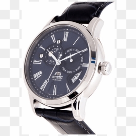 Orient Automatic Sun & Moon Phase Blue Dial Leather - Đồng Hồ Số La Mã Orient, HD Png Download - moon phases png