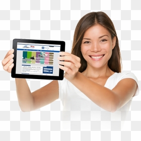 Woman With Tablet Png, Transparent Png - tablets png