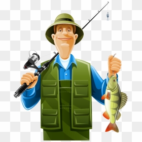 Fishing Clipart Action - Fisherman Fishing Rod Cartoon, HD Png Download - fisherman png
