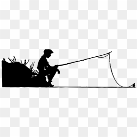 Fisherman Sticker Fishing Rods Text - Ребенок Рыбак Силуэт, HD Png Download - fisherman png