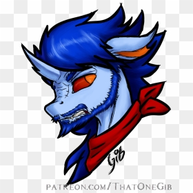 Thatonegib, Bandana, Beard, Black Outlines, Bust, Changedling, - Cartoon, HD Png Download - blue bandana png