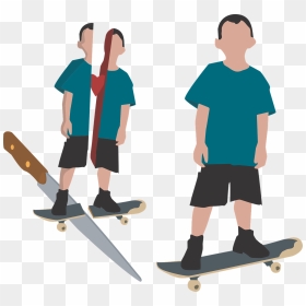 Niño Con Cuchillo Animado, HD Png Download - skateboarder png
