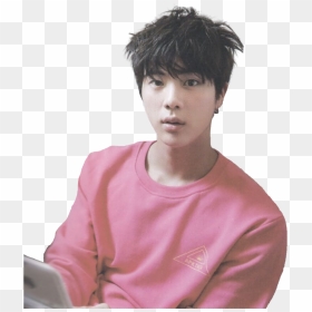 #jin #bts #kpop #cute #handsome #pink #hair #freetoedit - Kim Seokjin Pink Aesthetic, HD Png Download - jin png