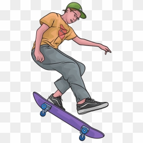 Boy Skateboarding Clipart, HD Png Download - skateboarder png
