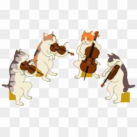 Cat Violin Playing Cartoon, HD Png Download - viola png