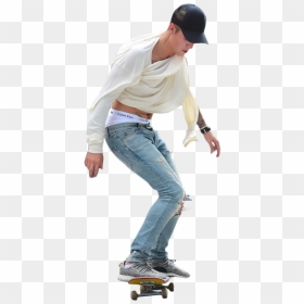 Justin Bieber Skateboarding Png Image - Skater Png, Transparent Png - skateboarder png