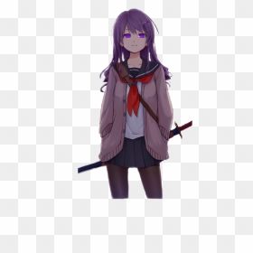 Anime School Girl With Sword , Png Download - Anime Girl With Sword, Transparent Png - yuri png