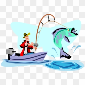 Vector Illustration Of Sport Fisherman Angler In Motorboat - Fishing, HD Png Download - fisherman png