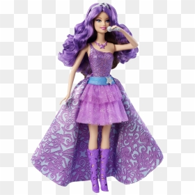 Purple Barbie Doll Png Transparent Image - Barbie The Princess & The Popstar Doll, Png Download - doll png