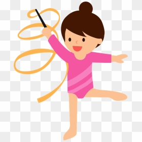 Rhythmic Gymnastics Ribbon Clipart - イラスト 新 体操 リボン, HD Png Download - gymnast png