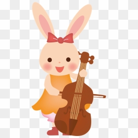 Bunny Playing The Cello Clipart - Birthday Card 1 Year Girl, HD Png Download - cello png