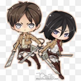 Eren And Mikasa Chibi , Png Download - Kawaii Eren And Mikasa, Transparent Png - mikasa png
