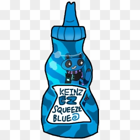 A Bottle Of Keinz Unten Blue Ketchup As It Appears - Ez Squirt Ketchup Transparent Background, HD Png Download - squirt png