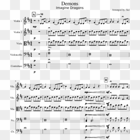 Demons Sheet Music For Violin, Viola, Cello, Contrabass - I M Blue Partitura Violin, HD Png Download - cello png