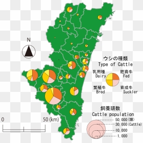 Miyazaki Beef Map Based On 2016 - Map, HD Png Download - beef png