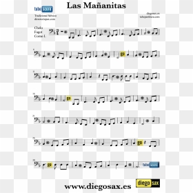 Las Mañanitas Partitura Cello, HD Png Download - cello png