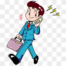 Business Man Mobile Phone Clipart - Cartoon, HD Png Download - phone clipart png