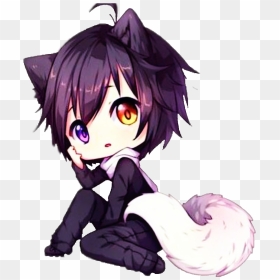 Chibi Dog Animeboy Boy Anime Cute Colorful Handpainted - Cute Anime Wolf Girl, HD Png Download - cute anime girl png