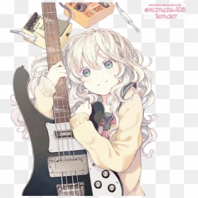 Anime Girl, Cute, Guitar, Happy, Music - Anime Girl With Guitar, HD Png Download - cute anime girl png