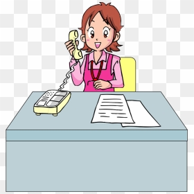 Office Lady Phone Clipart - Cartoon, HD Png Download - phone clipart png
