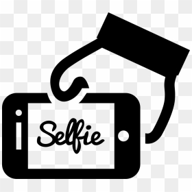 Selfie Word On Phone Screen In A Hand - Selfie Icon Png, Transparent Png - selfie png