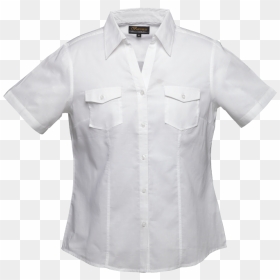 Ladies Corporate Blouse, - เสื้อ โปโล สี ขาว คอ สี ฟ้า, HD Png Download - white button png