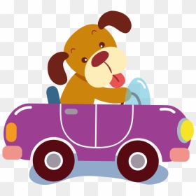 Cartoon Purple Clip Art - Dog Driwing Car Cartoon, HD Png Download - driving png