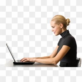 Office Lady With Laptops Png , Png Download - Person On Computer Png, Transparent Png - laptops png