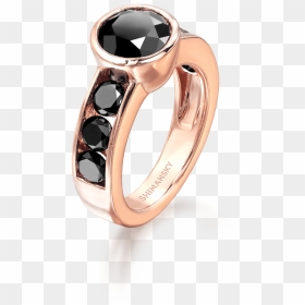 Black Diamond Ring Rose Gold - Engagement Ring, HD Png Download - black diamond png