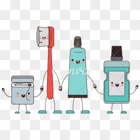 Toothbrush And Floss Png - Toothbrush Toothpaste And Mouthwash Cartoon, Transparent Png - toothpaste png