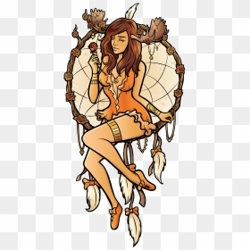 Dreamcatcher Girl Art, HD Png Download - dream catcher vector png