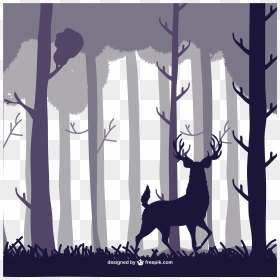 Deer Forest Silhouette Illustration - Deer Forest Silhouette, HD Png Download - forrest png