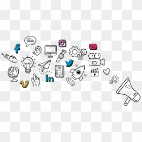 Social Media Icons And Random Icons - Social Media Icons Drawing, HD Png Download - contacts icon png