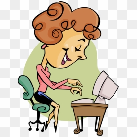 Vector Illustration Of Receptionist Office Worker Typing - Clip Art Secretary, HD Png Download - receptionist png